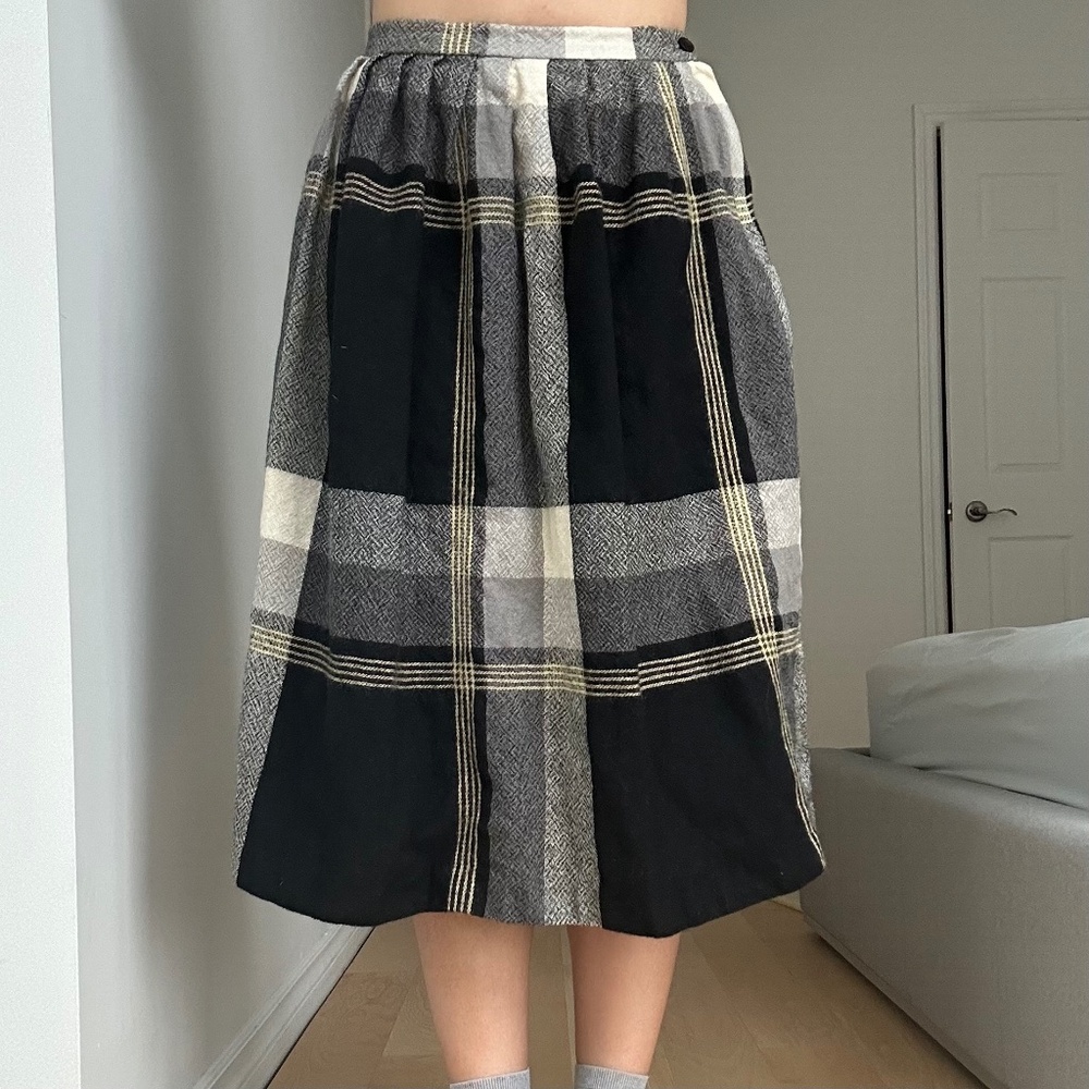 PLAID WOOL MIDI SKIRT